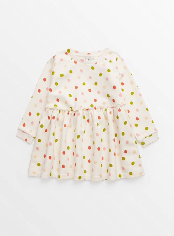 Cream Spotted Sweatshirt Dress 1-2 years